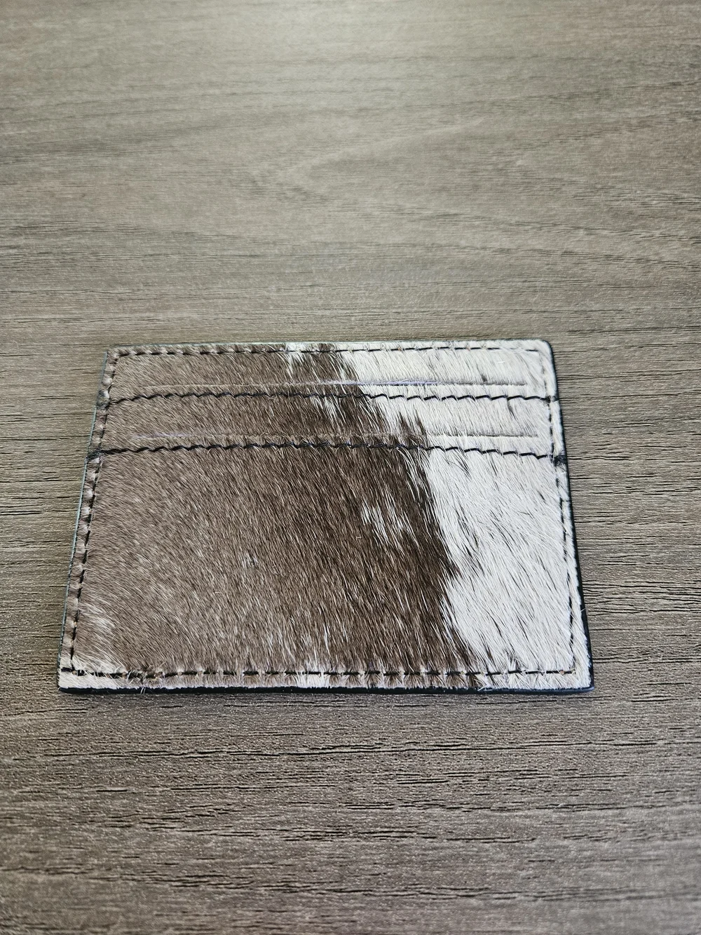 Handcrafted Tan Leather Card Holder with Bull Skull Accent